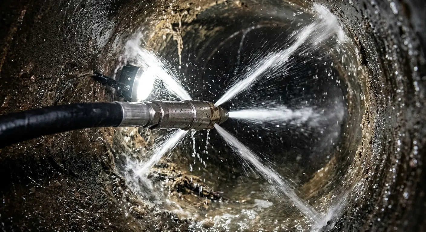 High-pressure hydro jetting nozzle cleaning sewer pipe for Storm Drain Cleaning in Bullskin